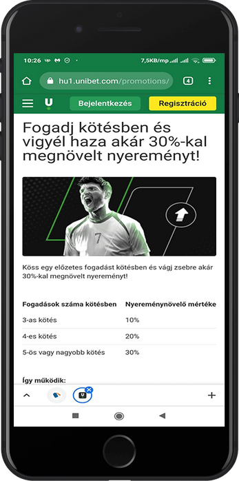 Unibet 30% futball bónusz