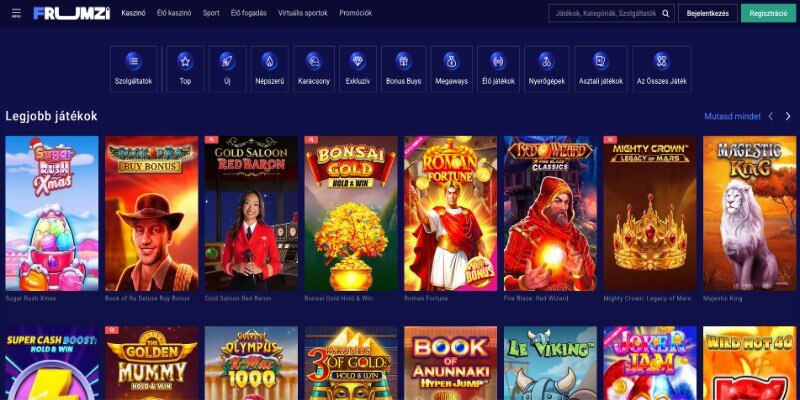 Frumzi Casino főoldal