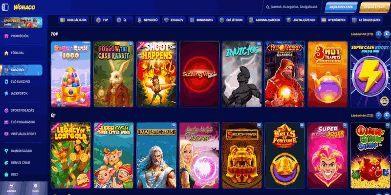 Wonaco Casino főoldal