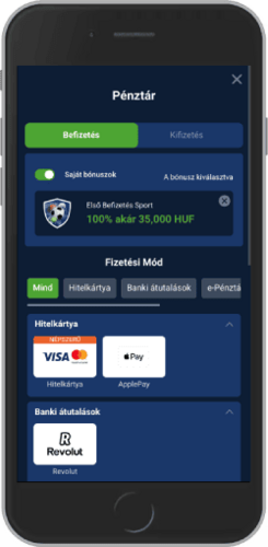 Befizetési módok képernyőképe