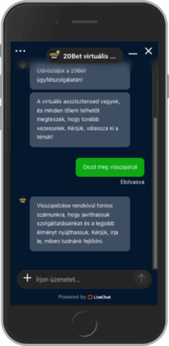 Képernyőkép az ügyfélszolgálati csevegésről