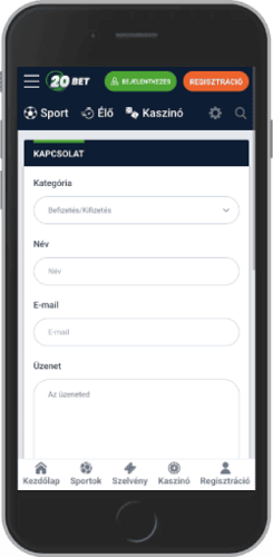 A menü képernyőképe