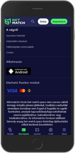 Betmatch Mobile Screenshot kezdőlap