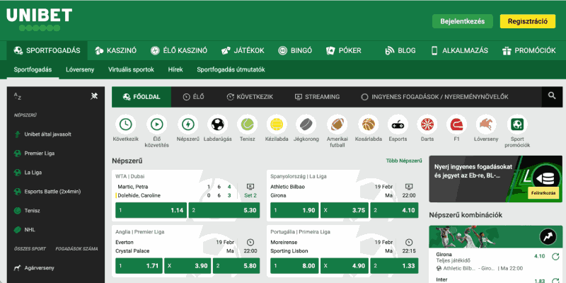 Unibet Magyarország kezdőlap