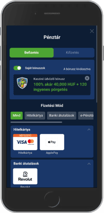 Egy képernyőkép a 20Bet fizetési rendszeréről