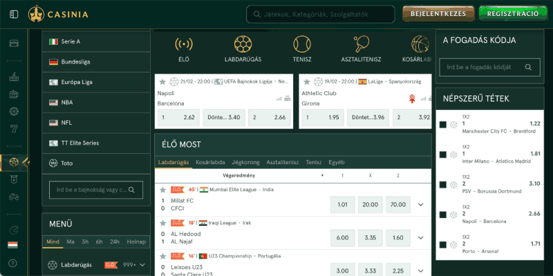 új bukméker Casinia kezdőlap