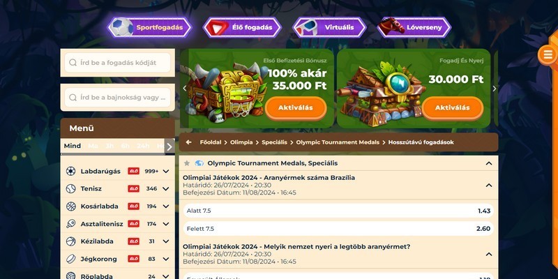 Képernyőkép a Wazamba bukméker sportoldaláról