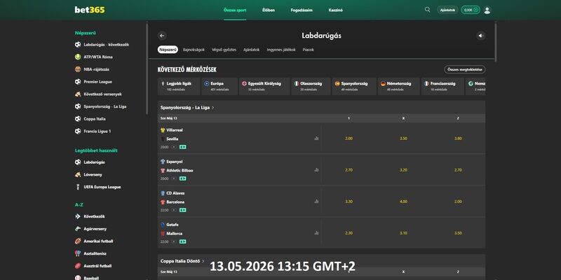 #2 új futball fogadási oldal: bet365