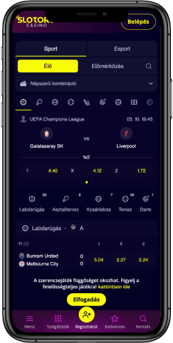 A sportoldal mobil képernyőképe NV.Casino