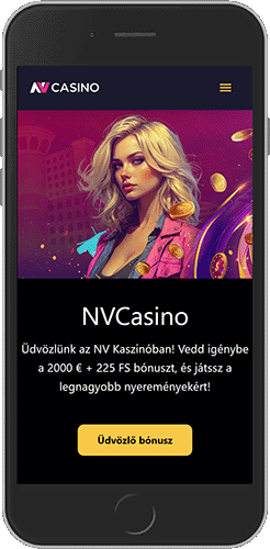 Az NV.Casino kezdőlapjának mobil képernyőképe