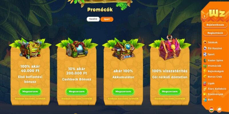 A promo oldal képernyőképe Wazamba