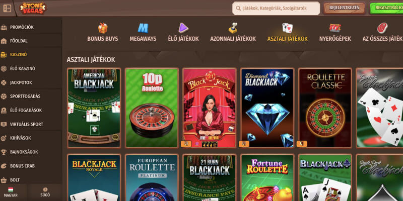 Online kaszinó képernyőképe Stonevegas