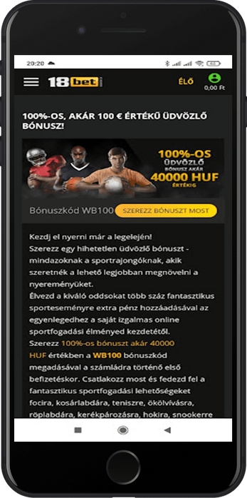 Üdvözlő bónusz 18bet