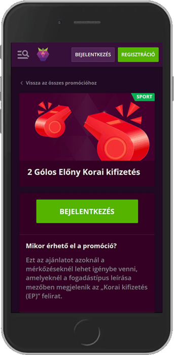 Korai kifizetés kétgólos előny után