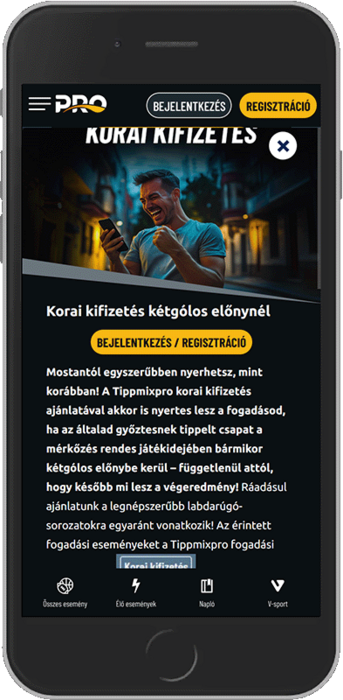 Korai kifizetés kétgólos előnynél!