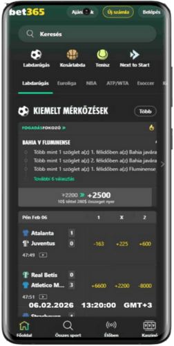 Mobil képernyőképek a bet365 fogadóiroda weboldaláról