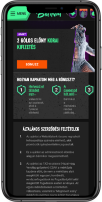 Korai kifizetés kétgólos előny esetén Betinia