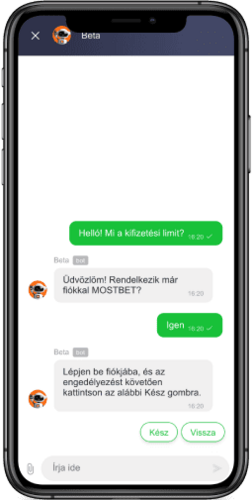 A Mostbet ügyfélszolgálati chat oldalának képernyőképe