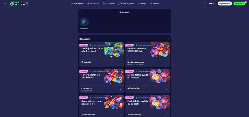 A BetMatch promóciós oldalának mobil képernyőképe