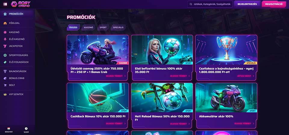 A Robycasino promóciós oldalának képernyőképe
