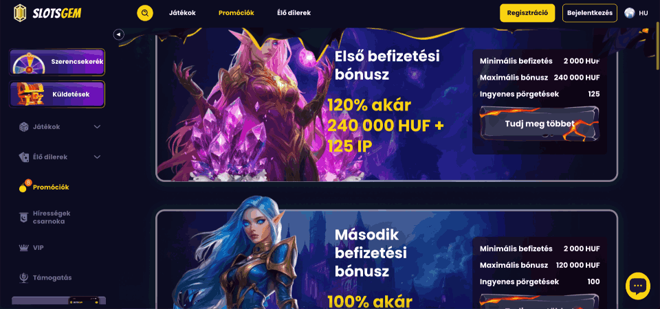 A Slotsgem bónusz oldalának képernyőképe