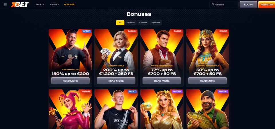 Képernyőkép az X3bet akcióiról