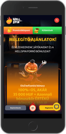 Mobil képernyőkép a Hellspin promóciós oldaláról