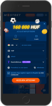Mobil képernyőkép a Mostbet regisztrációs oldaláról