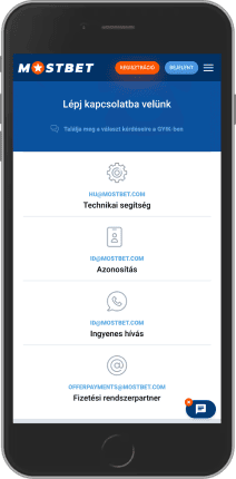 Mobil képernyőkép Mostbet ügyfélszolgálati oldal