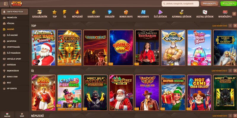 Kép a Stonevegas kaszinó oldaláról