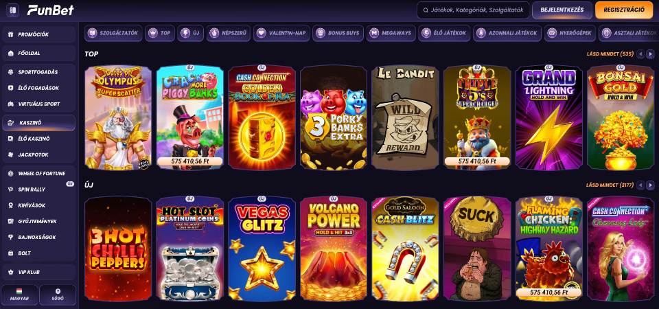 A Funbet kaszinó oldalának képernyőképe