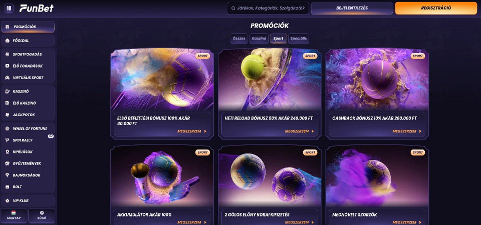 A Funbet promóciós oldalának képernyőképe