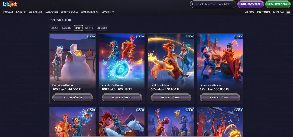 Bónusz ajánlatok és promóciók LolaJack