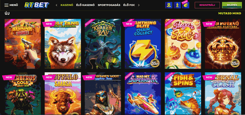 Pillanatkép az RT bet slot oldalról