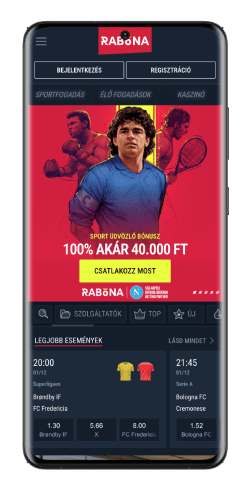 Skjermbilde av Rabona-hovedsiden for Android 
