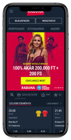 Skjermbilde av Rabona-hovedsiden for iOS 