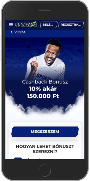 Mobil képernyőkép a sportaza cashback bónuszról