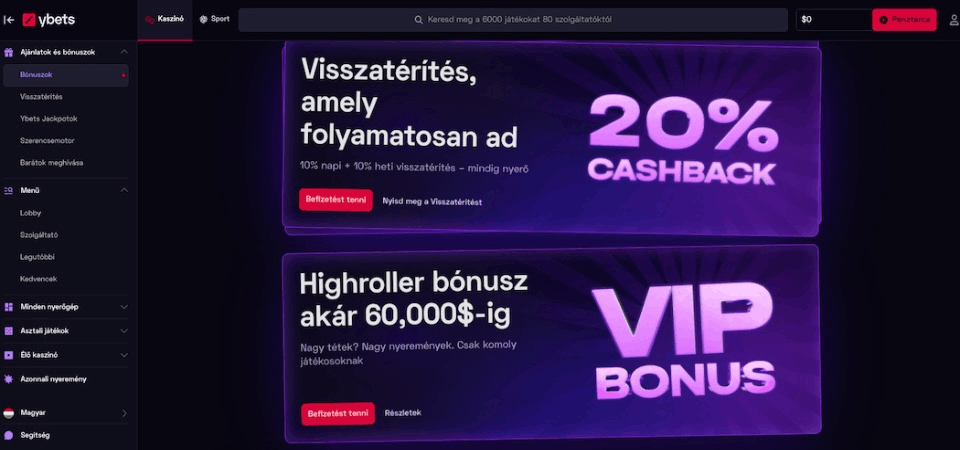 Az Ybets promóciós oldalának képernyőképe