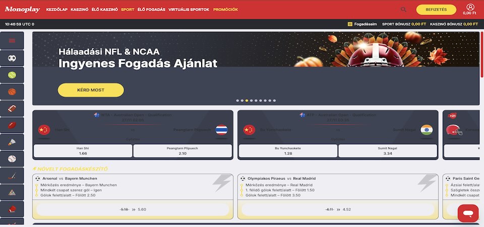 Képernyőkép a Monoplay sportokról Magyarországon
