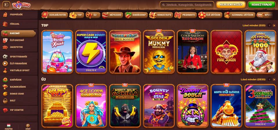 képernyőkép a Roostino casino oldaláról