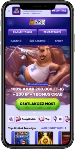 A Spinbara mobil verziójának képernyőképe