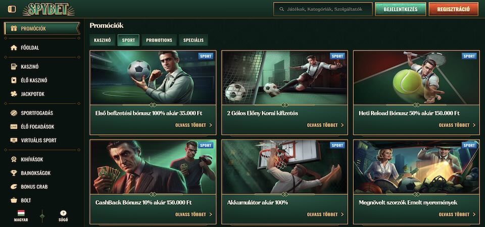 Pillanatkép a Spybet promóciós oldaláról