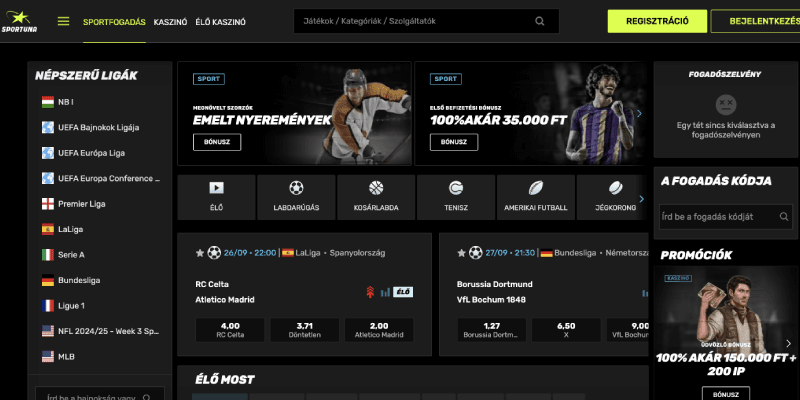 Pillanatkép a 18Bet fő sportfogadási oldaláról